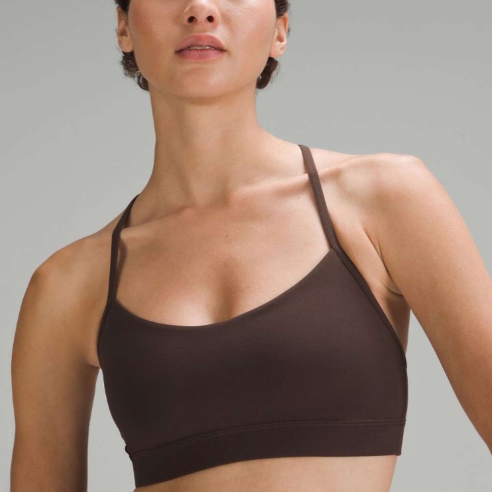 NWT Lululemon Flow Y Bra Nulu *Light Support, A–C Cups in Espresso
